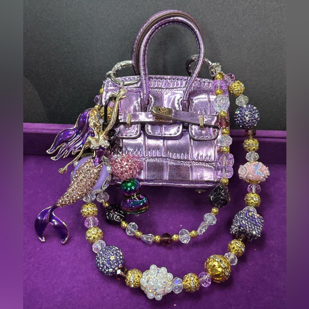 Mermaid 🧜‍♀️ Purse Chain + Metallic Purple Mini Bag Charm | Exact Set Shown